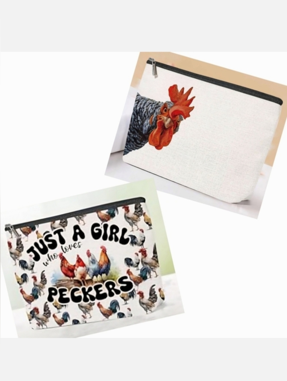 NWT Choice Of Rooster Waterproof Canvas Makeup/Essentials Bag